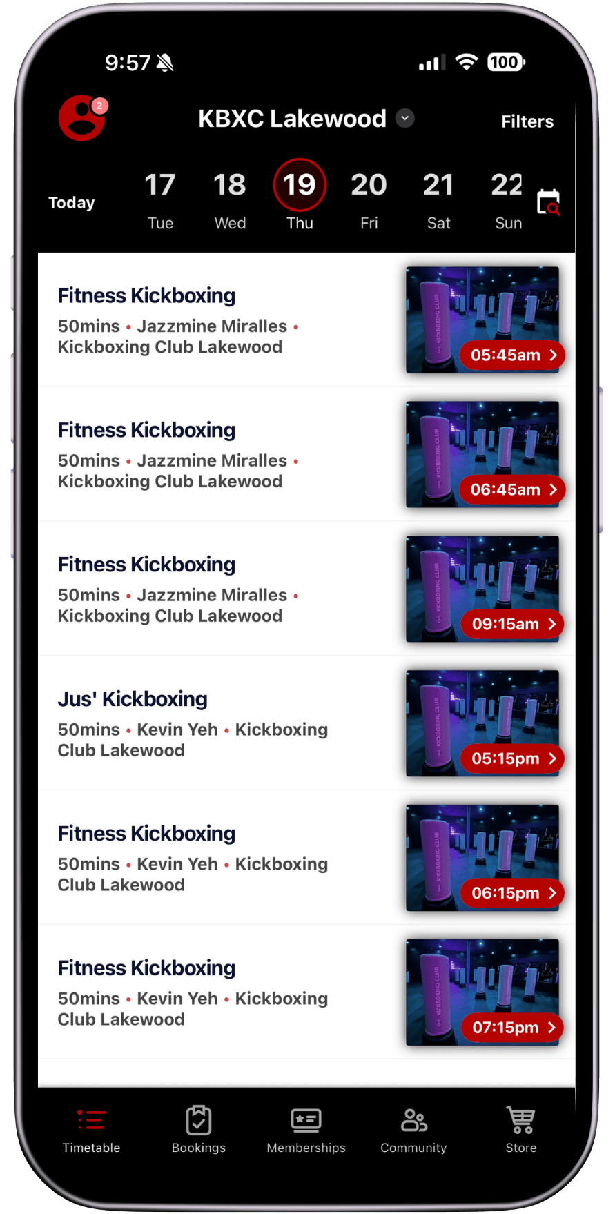 Exterior or interior of Kickboxing Club Fitness